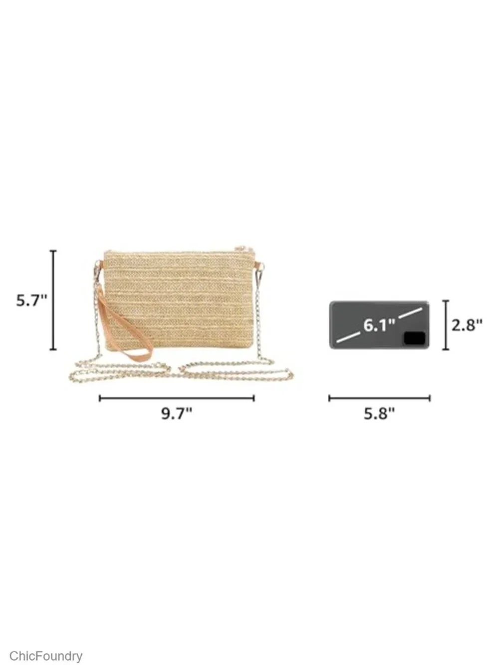Straw Wristlet Crossbody Bag Clutch Purse Woven Handbag